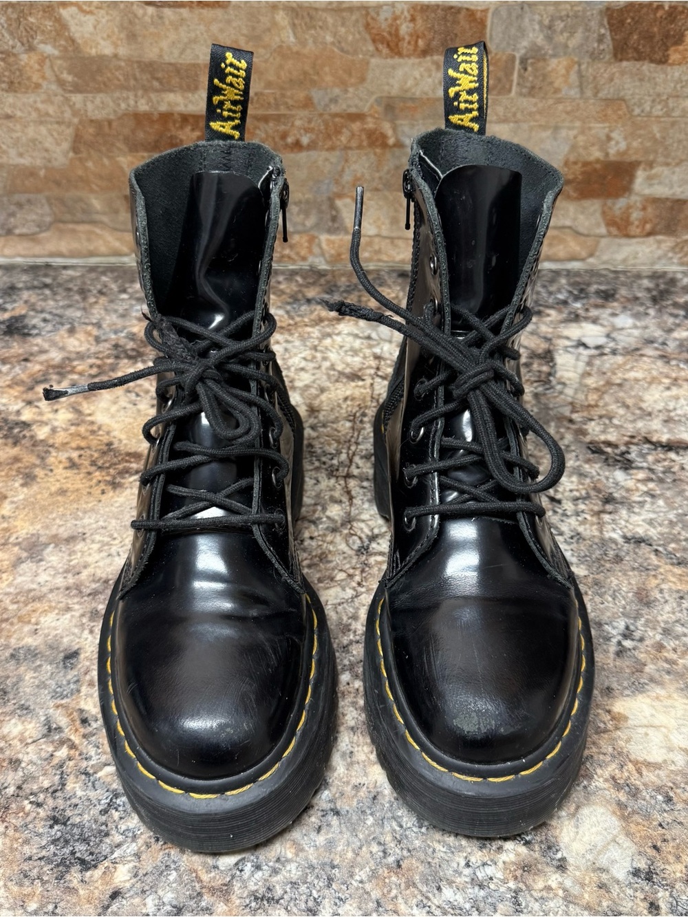 Dr. Martens Jadon Women's Leather Platform Boots Black Size 7 - Picture 2 of 7